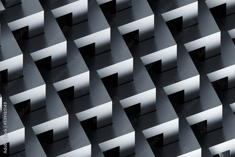 Poster architectural concept. background with gray grid. geometric background. endless gray elements. trian