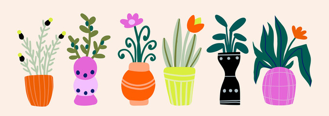 Set with flower pots for decoration