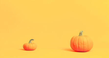 Halloween Pumpkin with yellow background