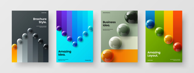 Isolated 3D spheres flyer concept collection. Premium brochure A4 design vector illustration composition. - obrazy, fototapety, plakaty