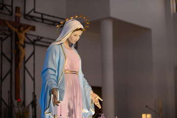Statue of the Virgin Mary in the Roman Catholic Church of St Elijah in Tihaljina, Bosnia and Herzegovina. 2021/11/11.