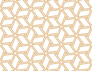 Abstract geometric pattern. A seamless vector background. White and gold ornament. Graphic modern pattern. Simple lattice graphic design