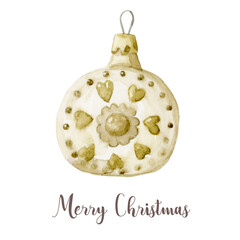 Watercolor Christmas tree decoration toy. Hand painted New Year decor isolated on white background - 539188124