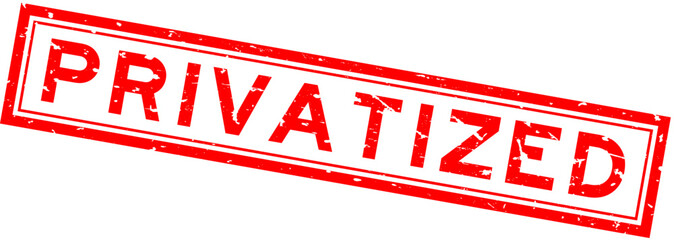 Grunge red privatized word square rubber seal stamp on white background