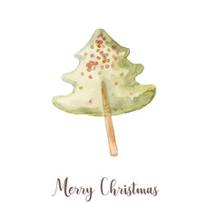 Watercolor Christmas candy. Hand painted New Year decor isolated on white background. - 539188556