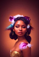 Porträt eines Fantasy-Ebenholzmädchens. Modische gemalte Frau. Kreatives schönes Mädchen. © designprojects