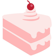Christmas and Birthday Cake Slice Illustration