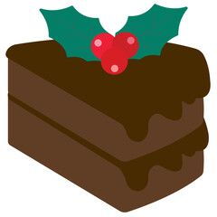 Christmas and Birthday Cake Slice Illustration
