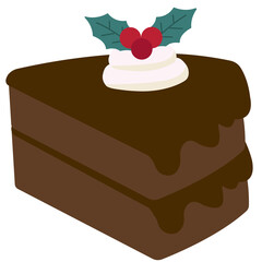 Christmas and Birthday Cake Slice Illustration