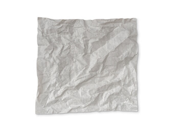 Crumpled paper for banner background or texture laying on white isolated background, for advertising media.