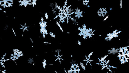 Snow Flake Crystals winter freeze ice holiday particle 3D illustration background
