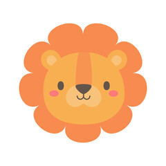 Lion vector. cute animal face design for kids
