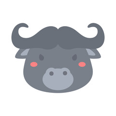 Wild buffalo vector. cute animal face design for kids