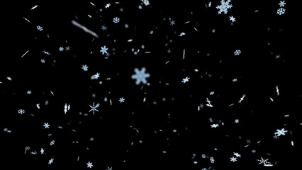 Fototapeta premium Snow Flake Crystals winter freeze ice holiday particle 3D illustration background