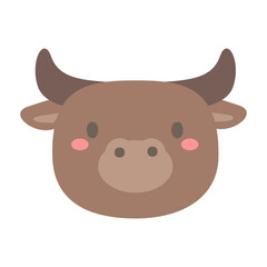 Buffalo vector. cute animal face design for kids