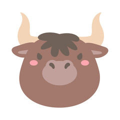 Bull vector. cute animal face design for kids