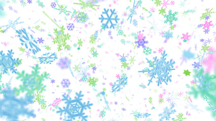 Snow Flake Crystals winter freeze ice holiday particle 3D illustration background