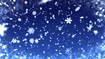 Snow Flake Crystals winter freeze ice holiday particle 3D illustration background