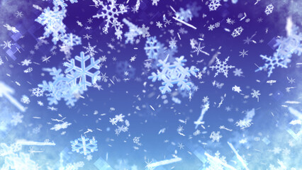Snow Flake Crystals winter freeze ice holiday particle 3D illustration background