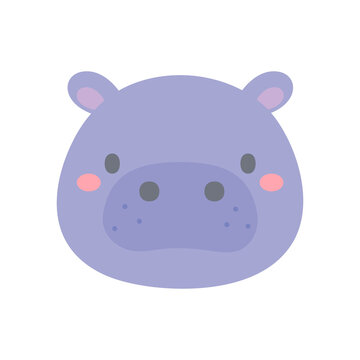 Hippo vector. cute animal face design for kids