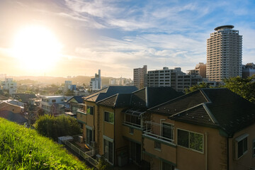 東京都多摩市 聖蹟桜ヶ丘から見る夕日