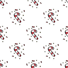 Seamless christmas pattern. New year background. Doodle illustration with christmas and new year icons