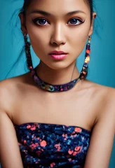 Abstraktes Porträt eines schönen fiktiven Mädchens. Modische süße Frau. Kreatives schönes Mädchen. © designprojects