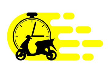 Scooter and watch, image of fast delivery of parcels and mail