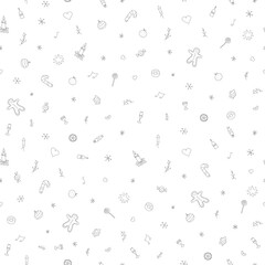 Seamless christmas pattern. New year background. Doodle illustration with christmas and new year icons