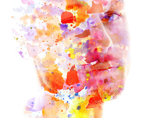 Paintography technique. A mix of a portrait and a painting