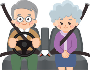 車を運転する高齢者　シニアドライバー　安全運転