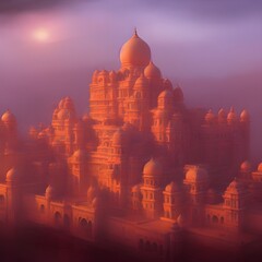 Ancient Red City misty titanic