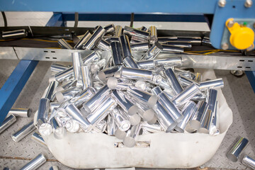 A number of rolls of aluminum lies in the production shop of the plant. Metal processing, aluminum...