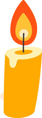 Burning candle cartoon flat illustration