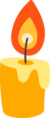 Burning candle cartoon flat illustration
