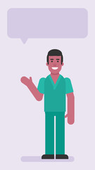 Nurse man pointing hand at