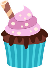 Chocolate cupcake sweet flat illustration