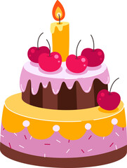 Birthday cake with a candle illustration