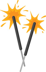 Burning sparklers Party Celebration Element. Vector illustration