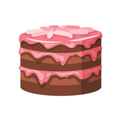 Cake icon. Sweet baked dessert. Icing pie for wedding holiday. Beautiful modern cake gourmet. Celebration element