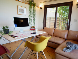 ホームオフィス　在宅勤務のワークスペース　快適空間　働き方　マイホーム　住宅設計　間取り図　住宅模型