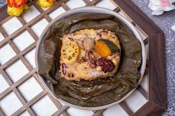 Steamed Rice Wrapped in a Lotus Leaf Korean Food