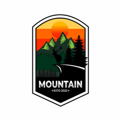 mountain logo, mountain illustration, outdoor adventure logo illustration, with hill image, good for t-shirts and other needs