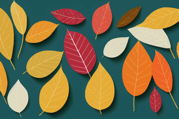 autumn background layout template with paper leaves
