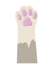 Cat paw. Cute cartoon domestic animal foot isolated on white background. Furry kitten paw. Footprint icon