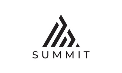 mountain and letter M shape logo, with line abstract style