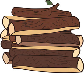 fuel wood. firewood. color isolated on white drawing. poster.