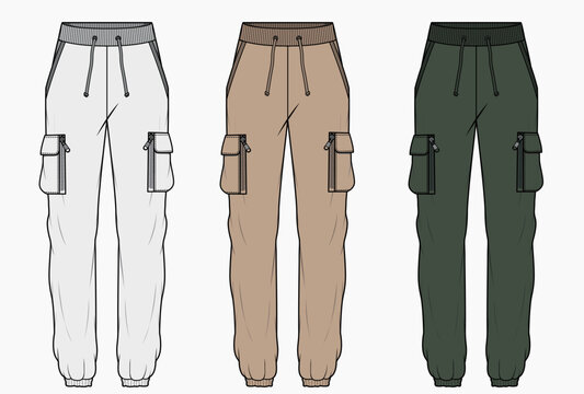 collection of 3 cargo pants in colors