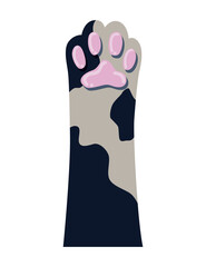 Cat paw. Cute cartoon domestic animal foot isolated on white background. Furry kitten paw. Footprint icon