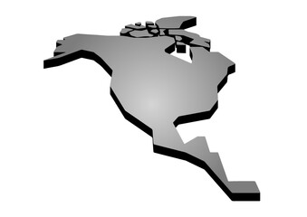 北アメリカ（立体）ブラック